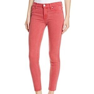 Hudson Jeans Nico Mid Rise Unfinished Hem Ankle in Red Stone